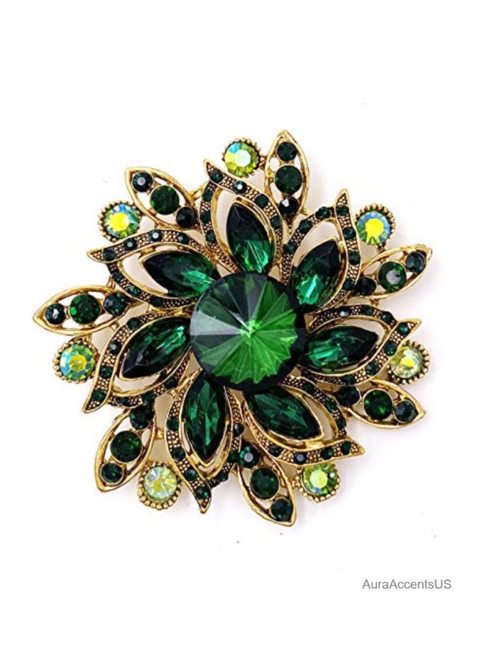 Vintage Crystal Elegant Flower Brooch Pin